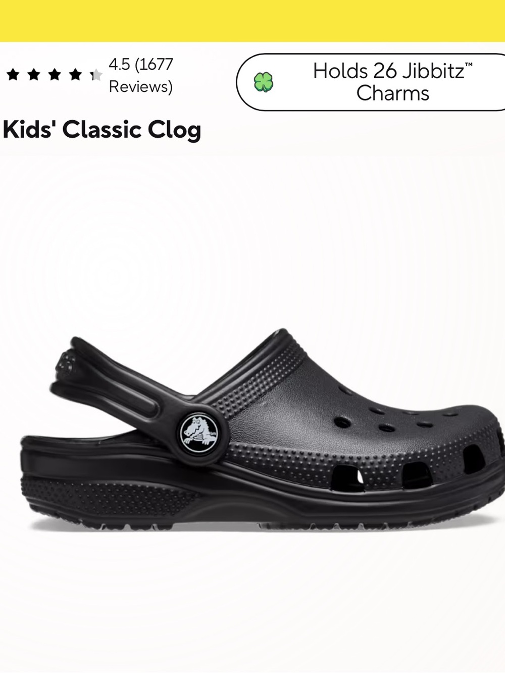 Crocs, Kids' Classic Clog, Black Size 2